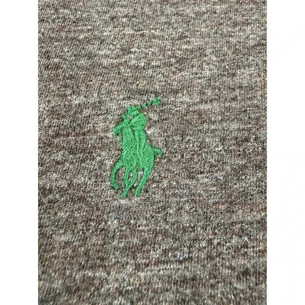 Polo Ralph Lauren Mens Large Long Sleeve Shirt Brown Heather Green Pony Logo